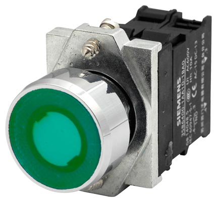 3SB6163-0DB40-1BA0 SIEMENS BUTON YEŞİL LEDLİ 1NO 24V AC/DC