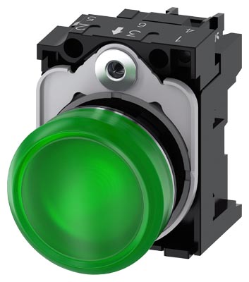 3SU1152-6AA40-1AA0 Metal Komple Sinyal Lambası Yeşil 24 AC/DC