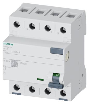 SIEMENS 5SV3347-6 Kaçak Akım Koruma Rölesi 80A 30mA 3P+N A Tipi