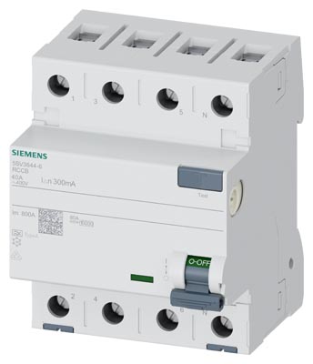 SIEMENS 5SV3644-6 Kaçak Akım Koruma Rölesi 40A 300mA 3P+N Tipi